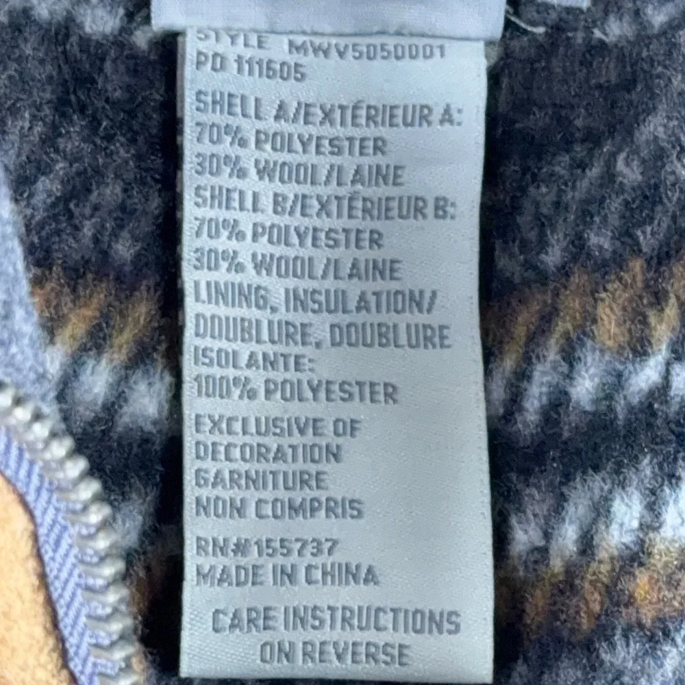 Cinch Wool Blend Western Vest Gray Tan Youth Large Full Zip Outerwear